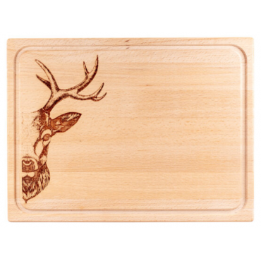 Planche à viande et à hacher "Cerf ", hêtre, 39.5 x 29.5 x 4 cm
